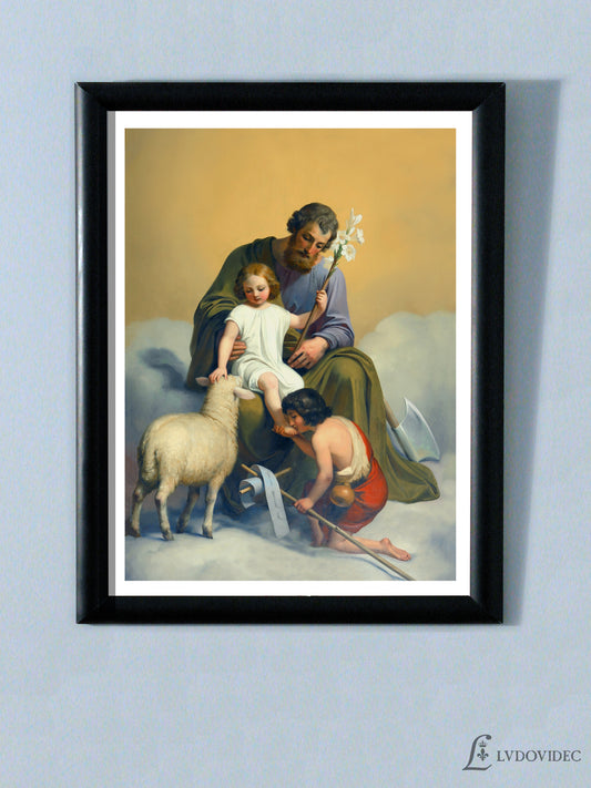Affiche - Saint Jean Baptiste en adoration devant l'Enfant Jésus et saint Joseph